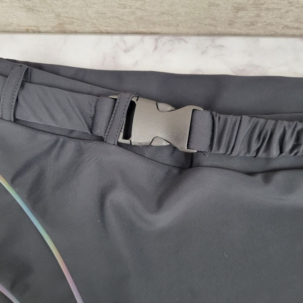 iHeartRaves Turn Up The Lights Black High-Waisted Reflective Rave Bottoms - Picture 4 of 9